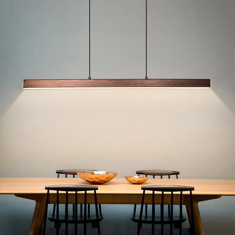 Novare Modern Linear Metal LED Pendant Light In Black And Brown