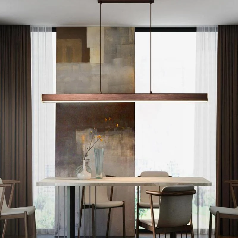 Novare Modern Linear Metal LED Pendant Light In Black And Brown