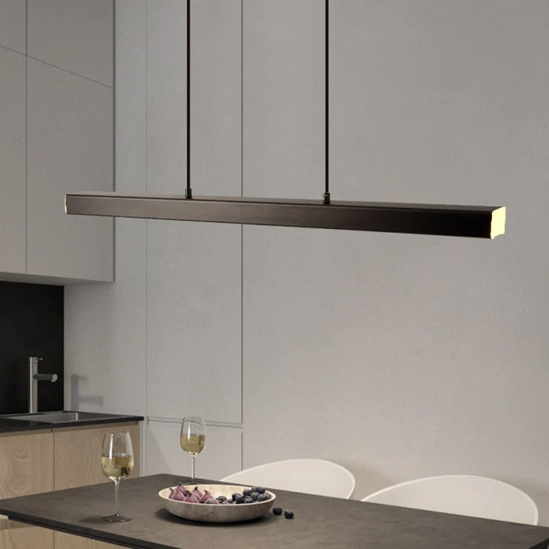 Novare Modern Linear Metal LED Pendant Light In Black And Brown