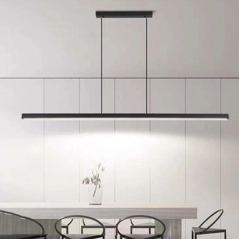 Novare Modern Linear Metal LED Pendant Light In Black And Brown