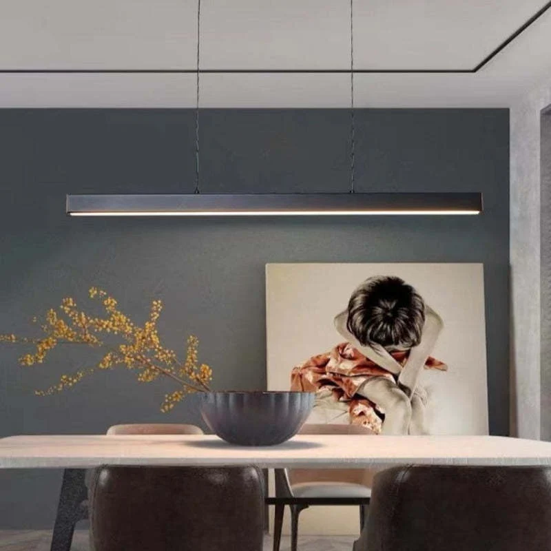Novare Modern Linear Metal LED Pendant Light In Black And Brown