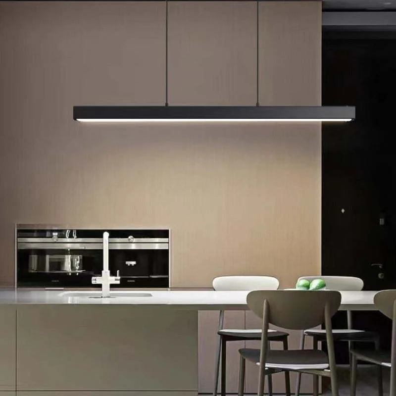 Novare Modern Linear Metal LED Pendant Light In Black And Brown