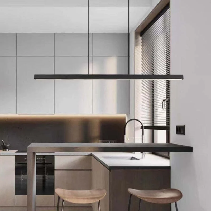 Novare Modern Linear Metal LED Pendant Light In Black And Brown