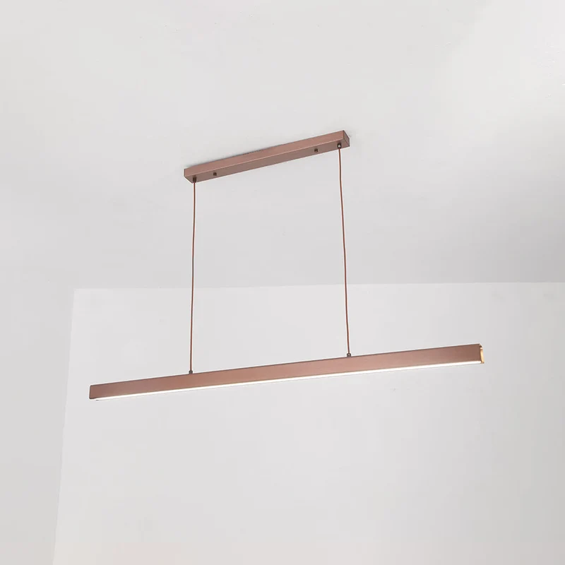 Novare Modern Linear Metal LED Pendant Light In Black And Brown