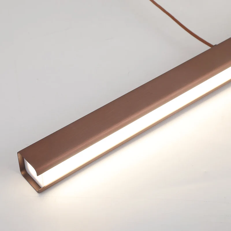 Novare Modern Linear Metal LED Pendant Light In Black And Brown