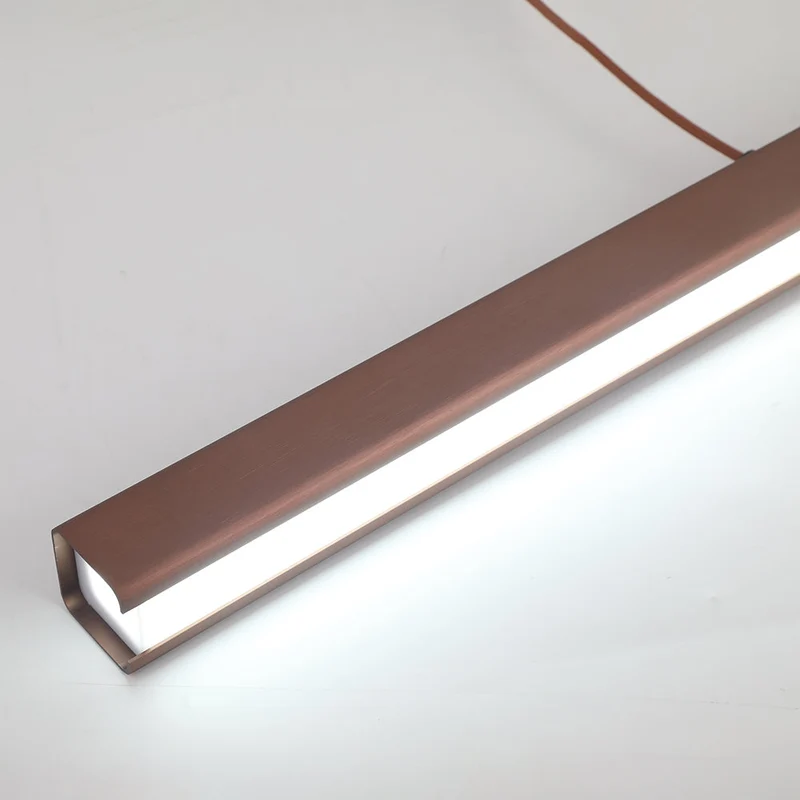Novare Modern Linear Metal LED Pendant Light In Black And Brown