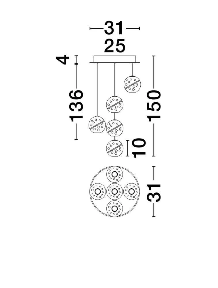 Licio LED Pendelleuchte 5-flammig Ø 31cm 3000K Gold