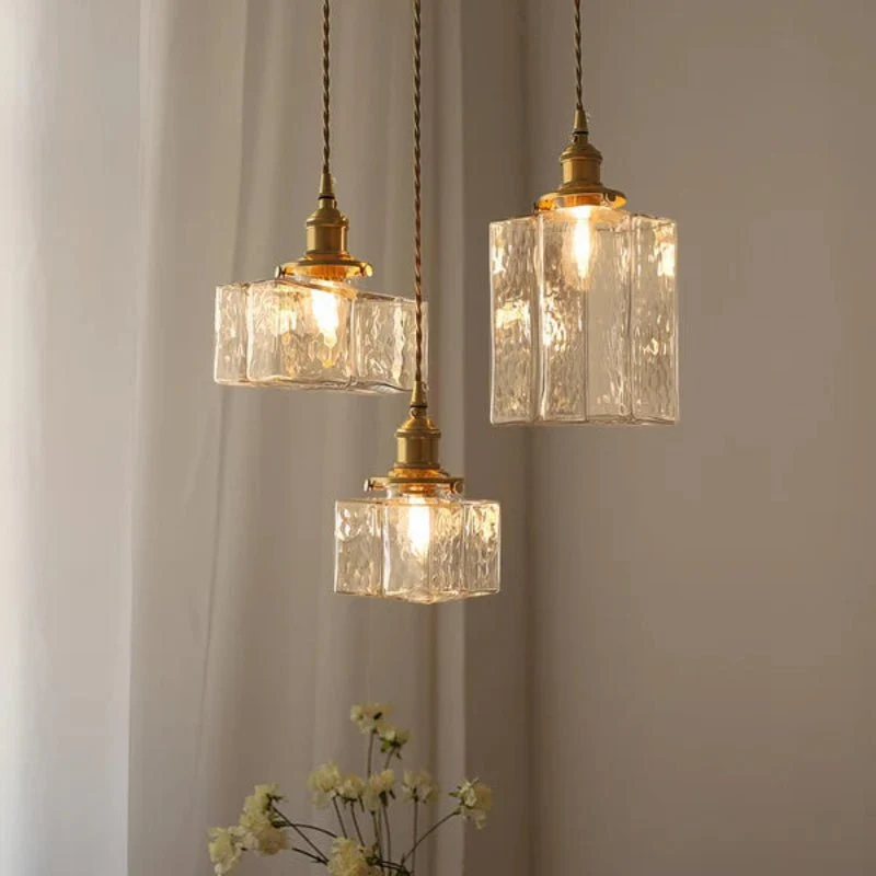 Marcelli Vintage-Style Glass Pendant Light With Copper Trim Euroselle