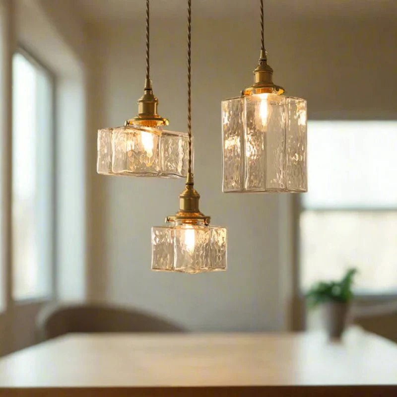 Marcelli Vintage-Style Glass Pendant Light With Copper Trim Euroselle