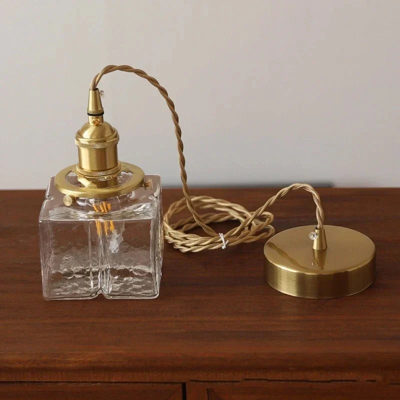 Marcelli Vintage-Style Glass Pendant Light With Copper Trim Euroselle