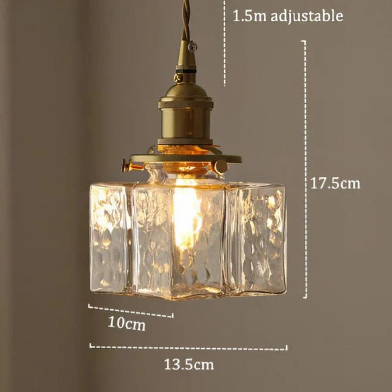 Marcelli Vintage-Style Glass Pendant Light With Copper Trim Euroselle