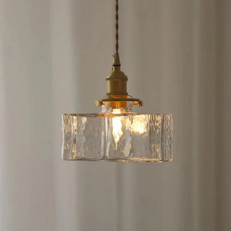 Marcelli Vintage-Style Glass Pendant Light With Copper Trim Euroselle