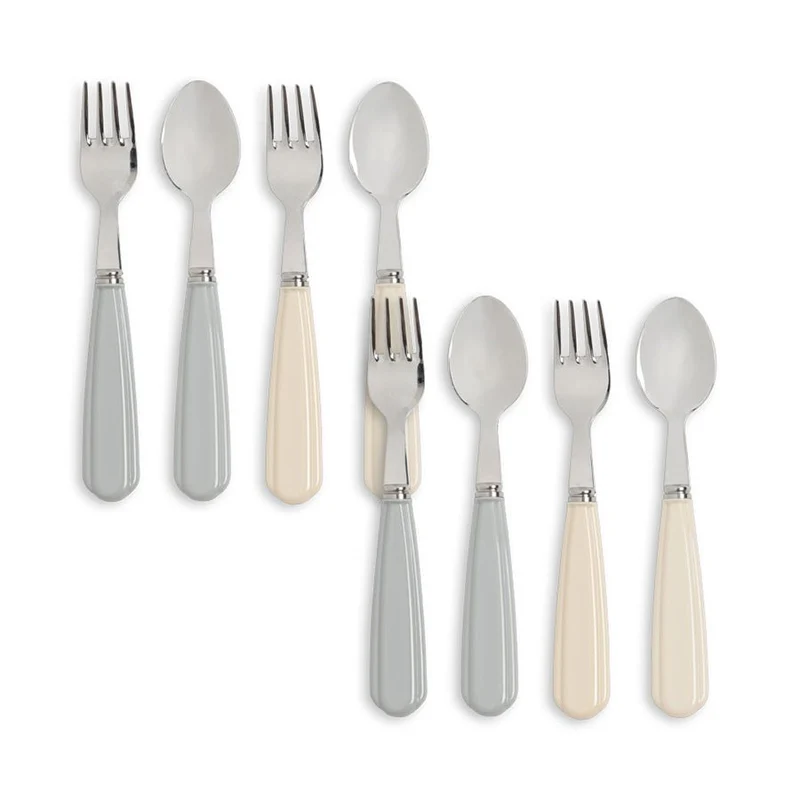 8-er-Pack Besteck in Creme/Onyx