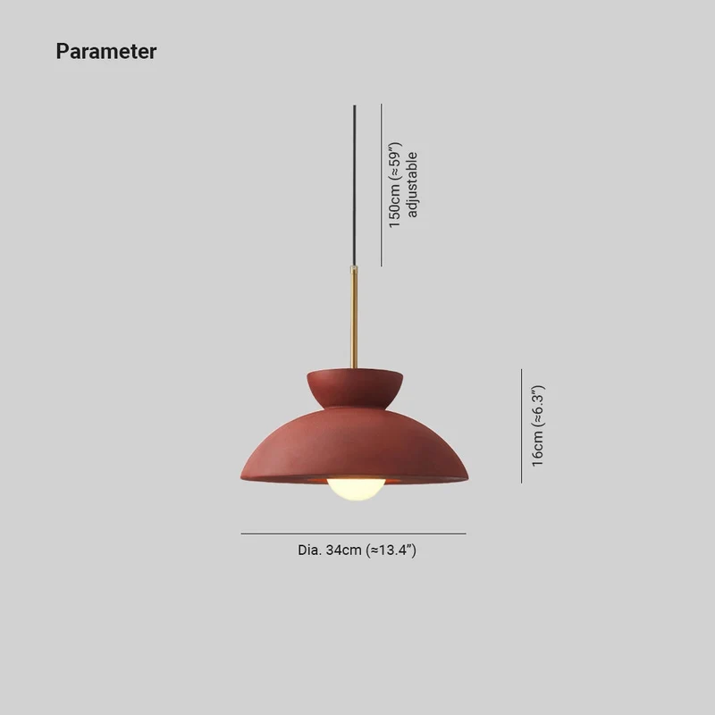 Terra Cotta Vintage Pendant Light, Mid-Century Modern Ceiling Lamp, Euroselle