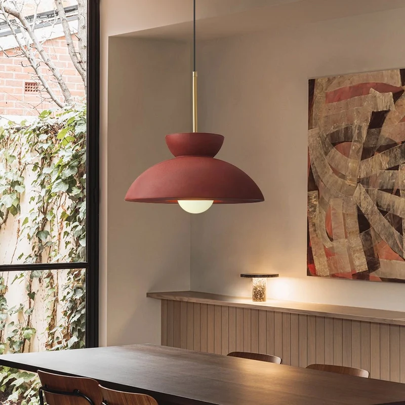Terra Cotta Vintage Pendant Light, Mid-Century Modern Ceiling Lamp, Euroselle