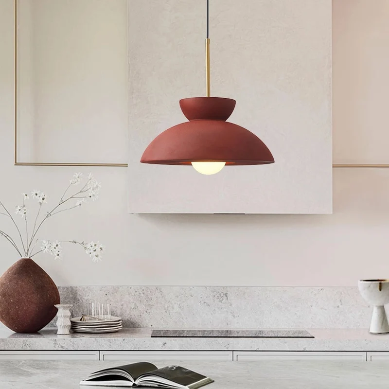 Terra Cotta Vintage Pendant Light, Mid-Century Modern Ceiling Lamp, Euroselle
