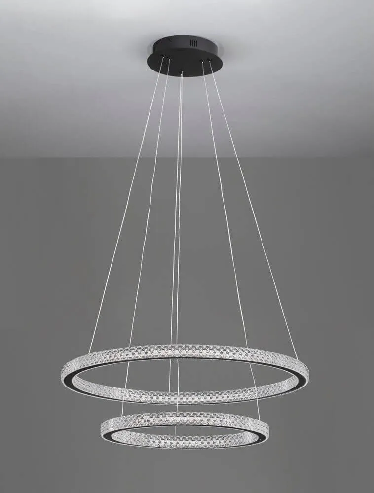 Ginevra LED Pendelleuchte 2-flammig Ø 60,5cm 3000K Schwarz