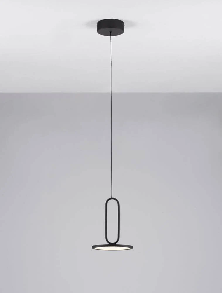 Gea LED Pendelleuchte Ø 17,5cm 3000K Baldachin Flach Schwarz