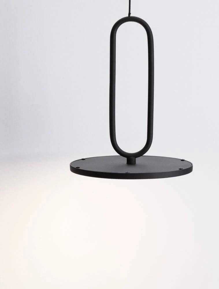 Gea LED Pendelleuchte Ø 17,5cm 3000K Baldachin Flach Schwarz