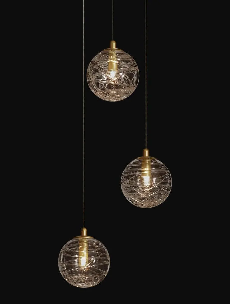 Coen Pendelleuchte 3-flammig Ø 25cm Gold, Transparent