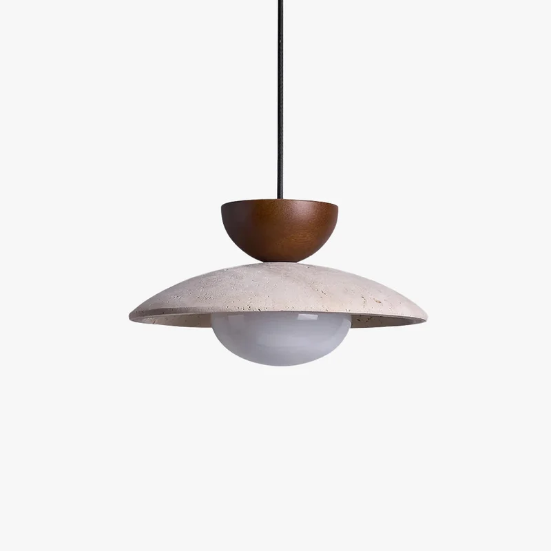 Maris Travertine Pendant Lights With Wood Accents Euroselle