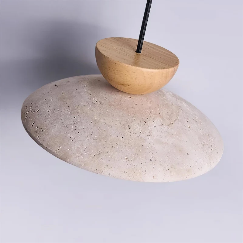 Maris Travertine Pendant Lights With Wood Accents Euroselle