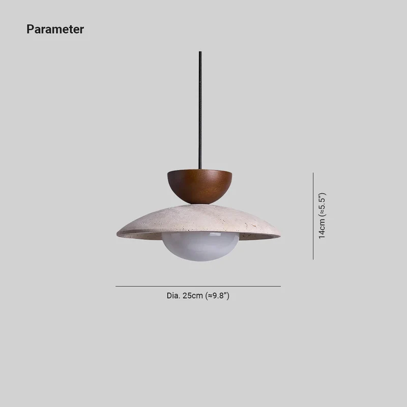 Maris Travertine Pendant Lights With Wood Accents Euroselle