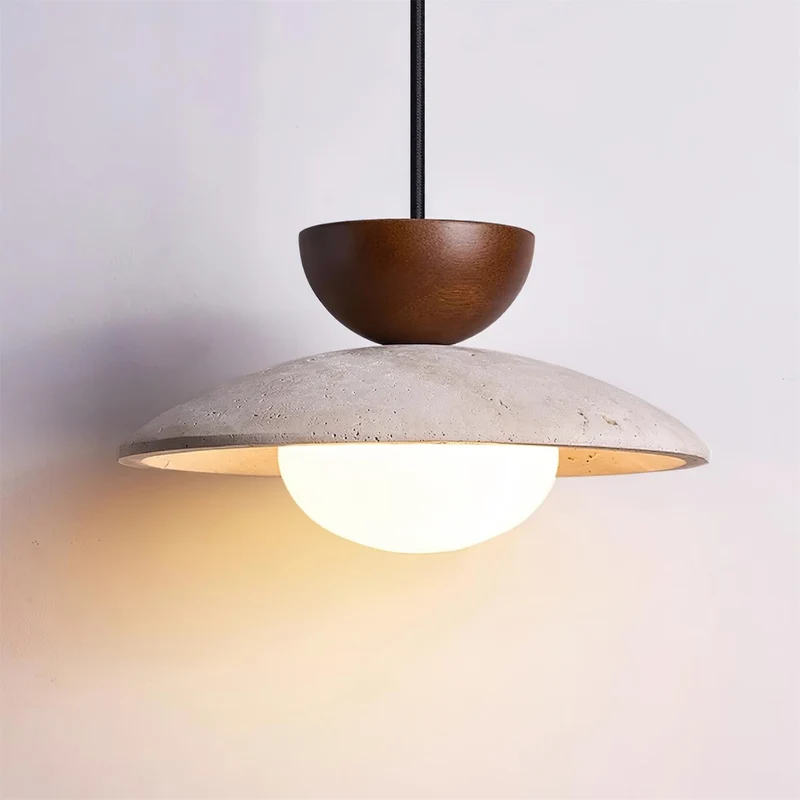 Maris Travertine Pendant Lights With Wood Accents Euroselle