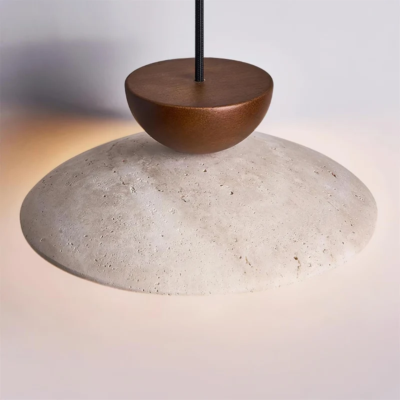 Maris Travertine Pendant Lights With Wood Accents Euroselle