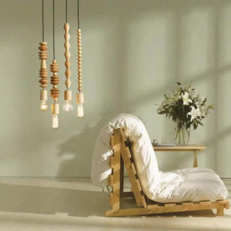 Retro Style Oak Wood Pendant Lamp Nature Finish Euroselle