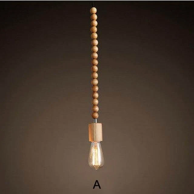 Retro Style Oak Wood Pendant Lamp Nature Finish Euroselle