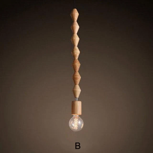 Retro Style Oak Wood Pendant Lamp Nature Finish Euroselle
