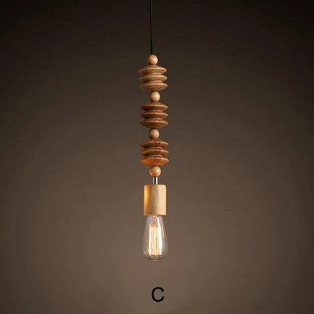 Retro Style Oak Wood Pendant Lamp Nature Finish Euroselle