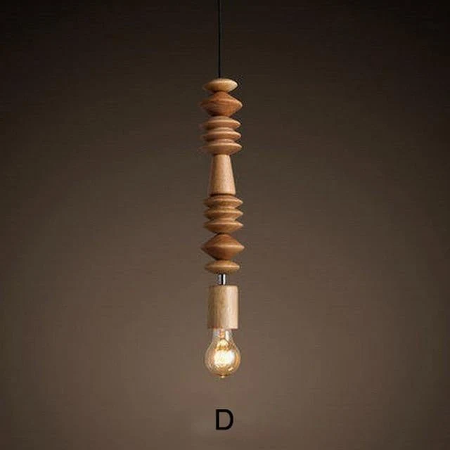 Retro Style Oak Wood Pendant Lamp Nature Finish Euroselle