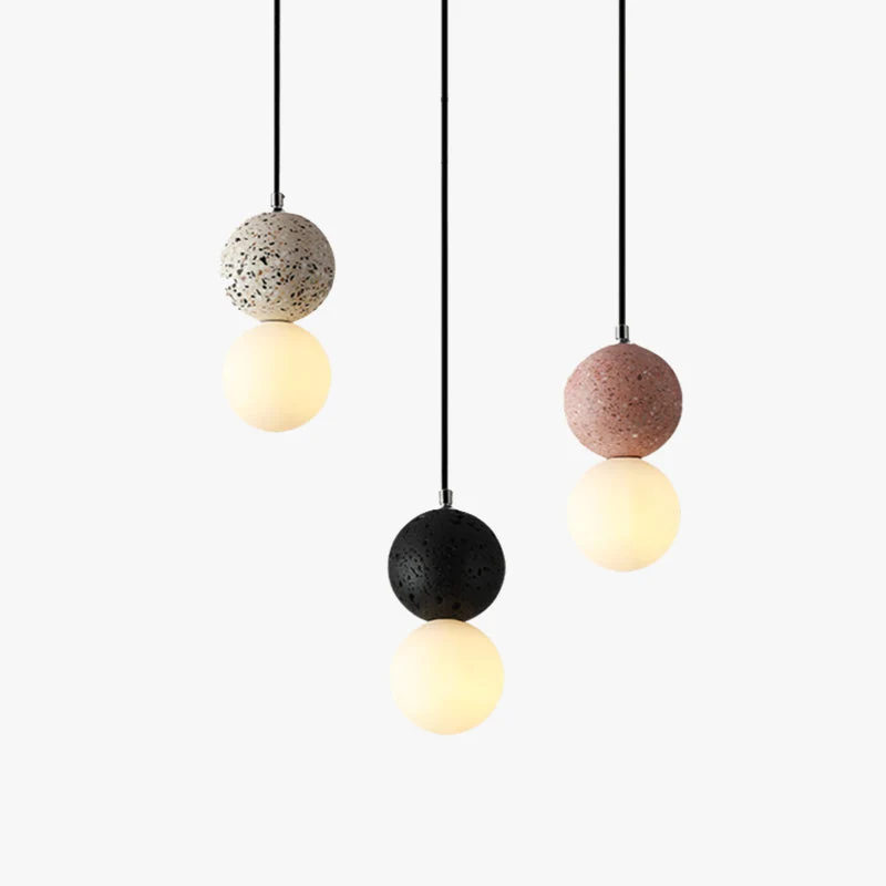 LumaNova Modern Bulbs Small LED Pendant Lamps In Black White Glass For Dining Table