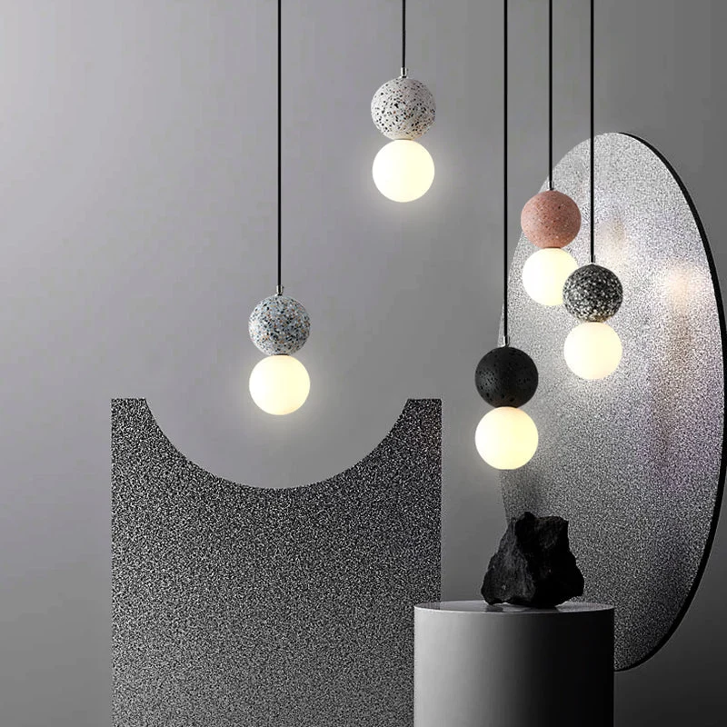 LumaNova Modern Bulbs Small LED Pendant Lamps In Black White Glass For Dining Table
