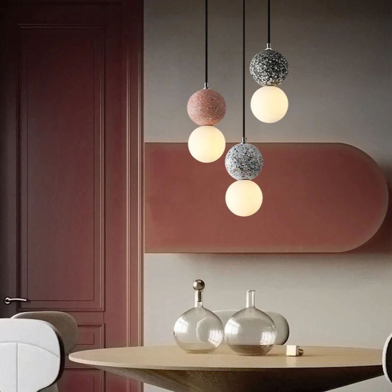 LumaNova Modern Bulbs Small LED Pendant Lamps In Black White Glass For Dining Table