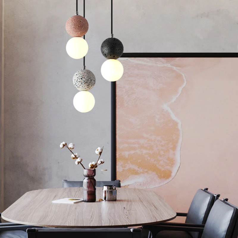 LumaNova Modern Bulbs Small LED Pendant Lamps In Black White Glass For Dining Table