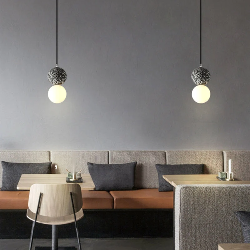 LumaNova Modern Bulbs Small LED Pendant Lamps In Black White Glass For Dining Table