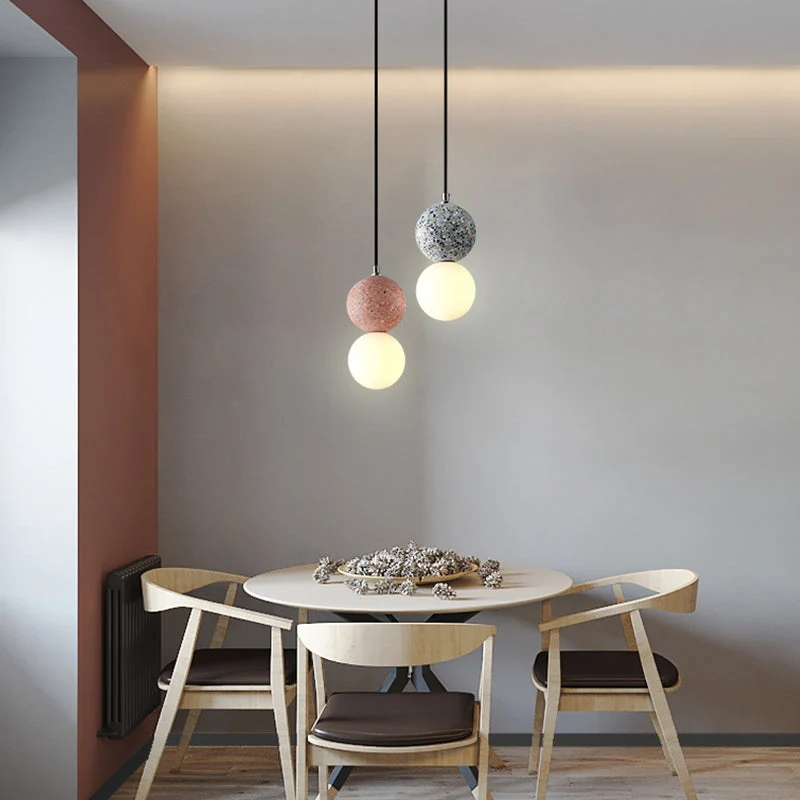 LumaNova Modern Bulbs Small LED Pendant Lamps In Black White Glass For Dining Table