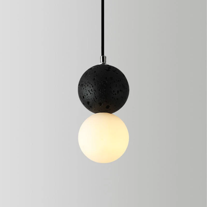LumaNova Modern Bulbs Small LED Pendant Lamps In Black White Glass For Dining Table