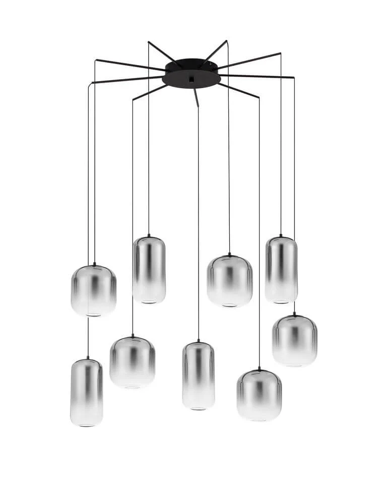 Aelia LED Pendelleuchte 9-flammig Ø 82cm Schwarz, Rauch