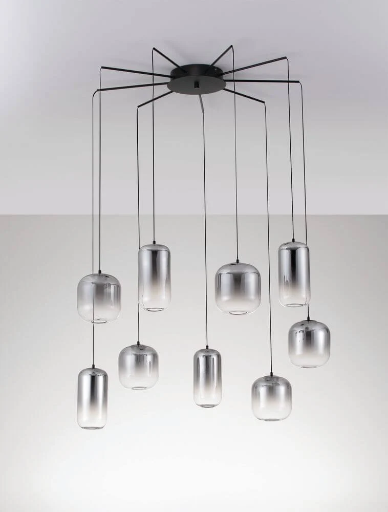 Aelia LED Pendelleuchte 9-flammig Ø 82cm Schwarz, Rauch