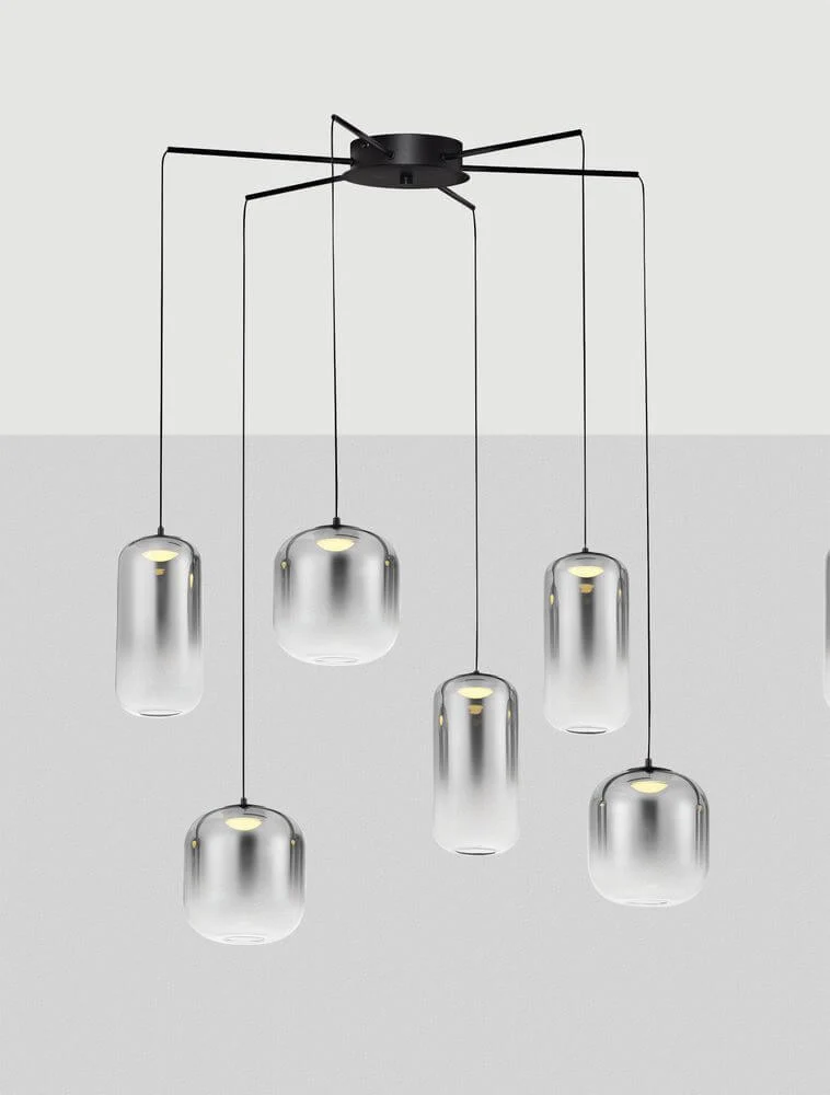 Aelia LED Pendelleuchte 6-flammig Ø 72cm Schwarz, Rauch