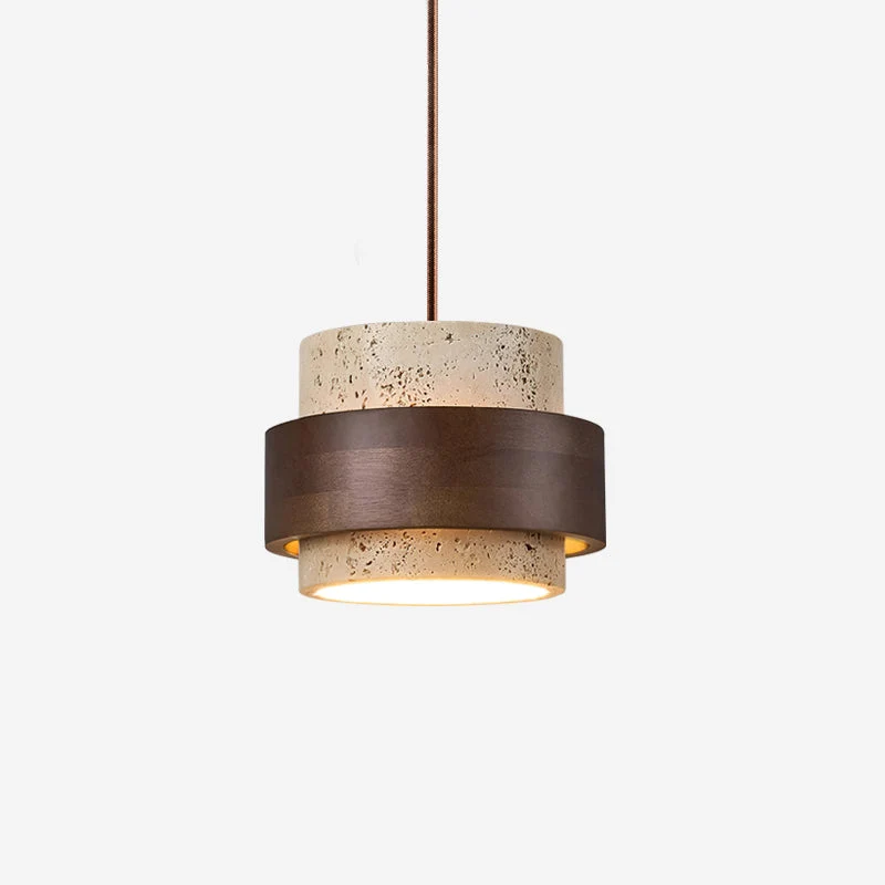 Arvella Cylindrical Travertine Pendant Light Euroselle