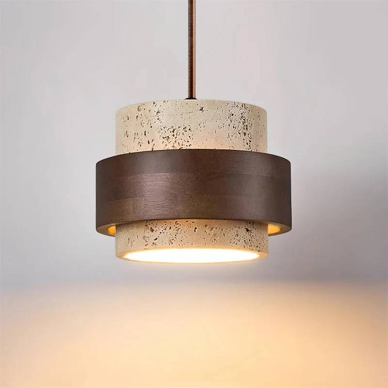 Arvella Cylindrical Travertine Pendant Light Euroselle