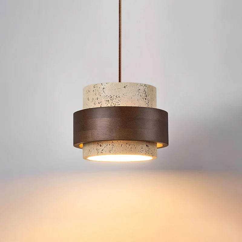 Arvella Cylindrical Travertine Pendant Light Euroselle