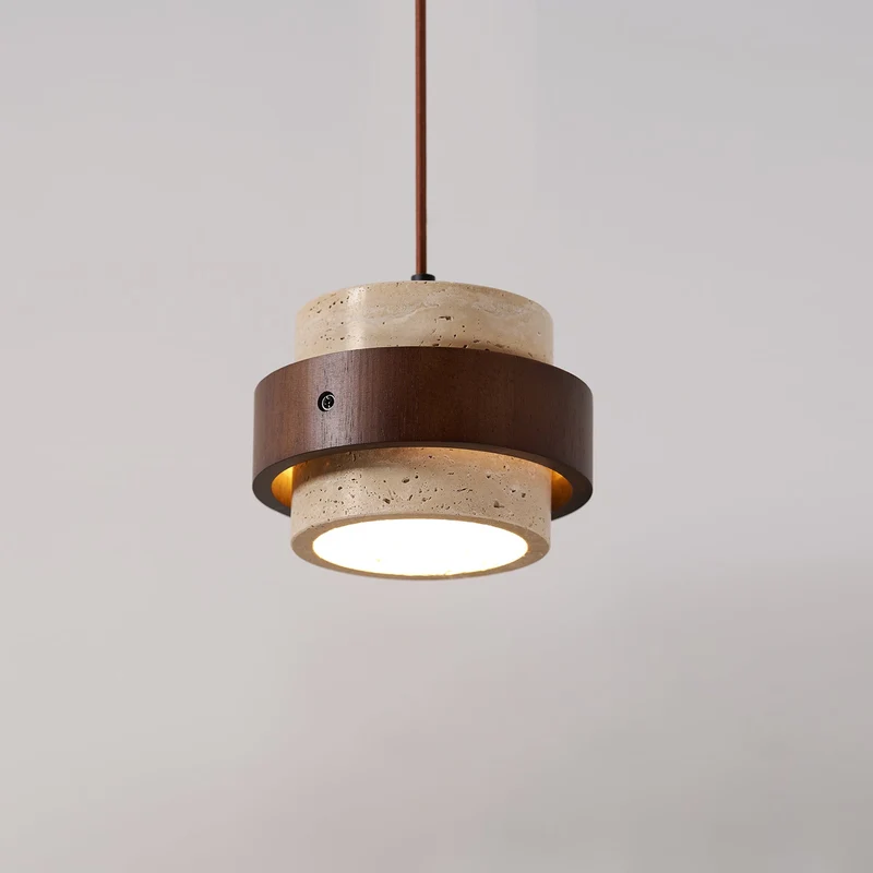 Arvella Cylindrical Travertine Pendant Light Euroselle