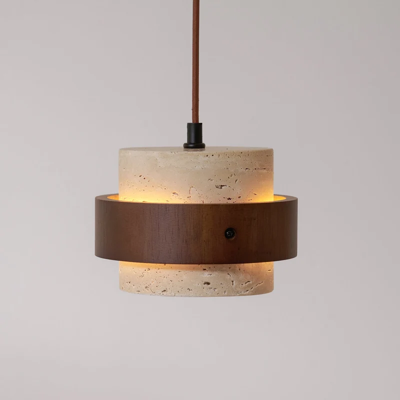 Arvella Cylindrical Travertine Pendant Light Euroselle