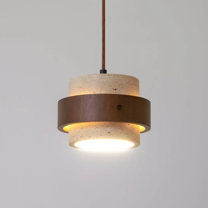 Arvella Cylindrical Travertine Pendant Light Euroselle